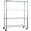 R&B Wire Products Heavy Duty Chrome Linen Cart with Solid Bottom Shelf, 60"L x 18"W x 78"H