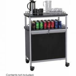Safco 8964BL - Mobile Beverage Cart, Locking Cabinet, Steel, Black