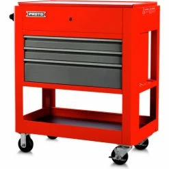 Proto® Heavy Duty Utility Cart W/ 3 Drawers, 23"D x 46"H, Red