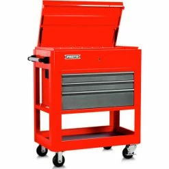 Proto® Heavy Duty Utility Cart W/ 3 Drawers, 23"D x 46"H, Red & Gray