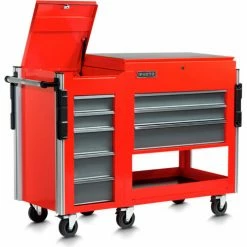 Proto® Utility Cart Side Cabinet W/ 5 Drawers, 18"L x 20"D x 34"H, Red