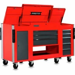 Proto® Modular Utility Cart W/ 3 Drawers, 37"L x 20"D x 43"H, Red