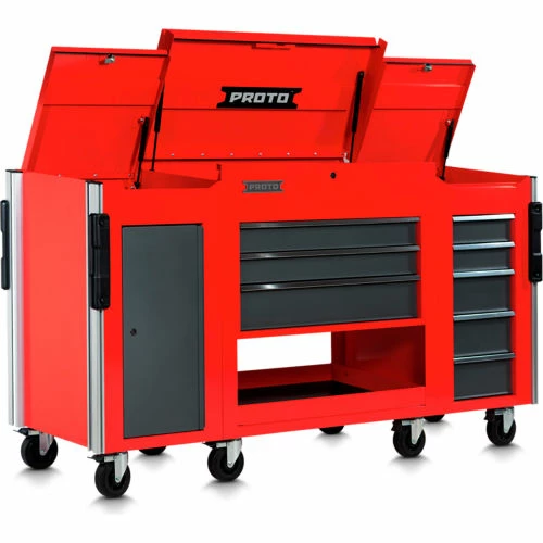 Proto® Modular Utility Cart W/ 3 Drawers, 37"L x 20"D x 43"H, Red