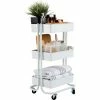 Seville Classic 3-Tier Rolling Steel Storage Bin Utility Kitchen Cart With Wheels, White