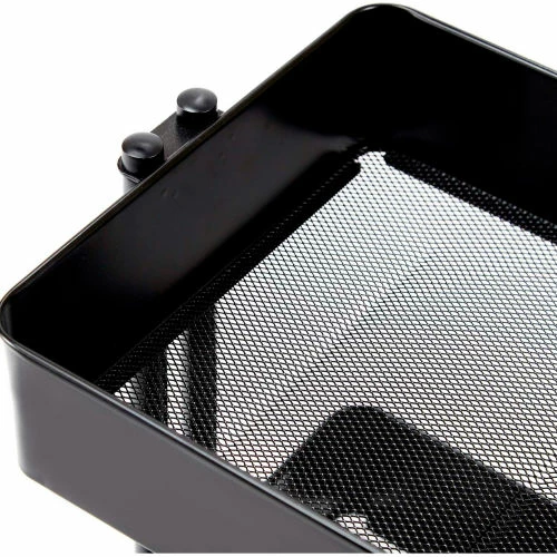 Seville Classic 3-Tier Rolling Steel Storage Bin Utility Kitchen Cart With Wheels, Black - Image 4