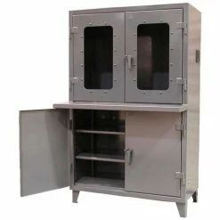 StrongHold Strong Hold Clear View Computer Cabinet with Welded Shelf 48"W x 24"D x 78"H