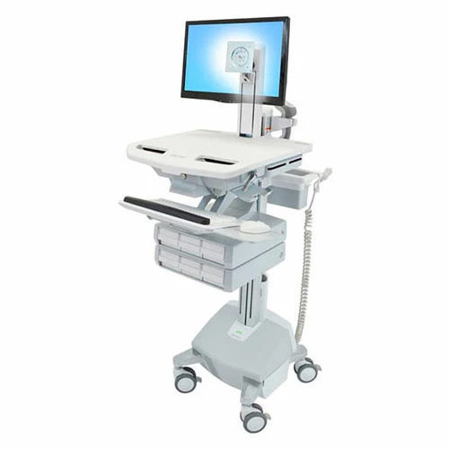 Ergotron® SV44-1362-1 StyleView® Medical Cart with LCD Pivot, LiFe Powered, 6 Drawers