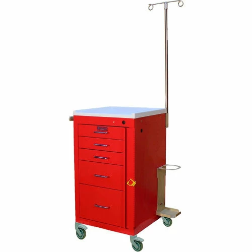 Harloff Mini Line Short Five Drawer Emergency Cart Specialty Package, Sand - 3145B-EMG