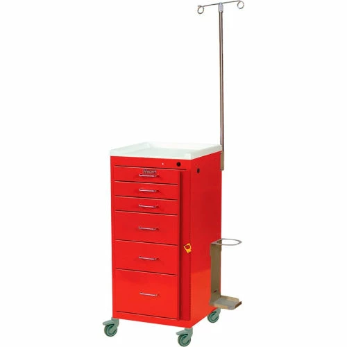 Harloff Mini Line Tall Six Drawer Emergency Cart Specialty Package, Red - 3156B-EMG