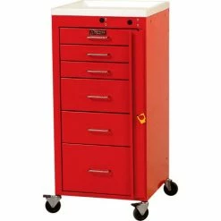 Harloff Mini Line Tall Six Drawer Emergency Cart Standard Package, Sand - 3156B
