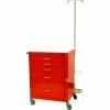 Harloff Mini24 Five Drawer Emergency Cart, Breakaway Lock and Accessory Package, Red - 4145B-EMG