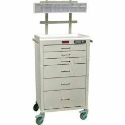 Harloff Mini24 Six Drawer Anesthesia Cart, Electronic Lock and Accessory Package, Beige - 4156E-ANS