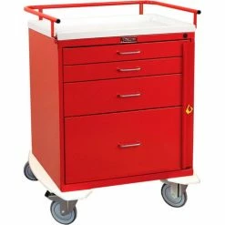 Harloff Classic Short Four Drawer Emergency Crash Cart Standard Package, Beige - 6300