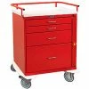 Harloff Classic Short Four Drawer Emergency Crash Cart, Standard Package, Red - 6300Q