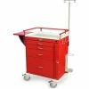 Harloff Classic Short Four Drawer Emergency Crash Cart Specialty Package, Red - 6301