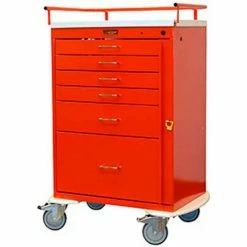 Harloff Classic Tall Six Drawer Emergency Cart, Standard Package, Red - 6400Q