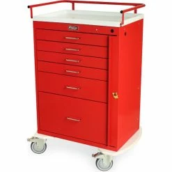 Harloff Classic Tall Six Drawer Emergency Cart Standard Package, Red - 6400