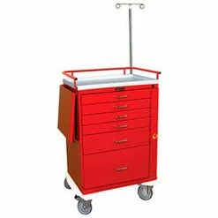 Harloff Classic Tall Six Drawer Emergency Cart, Specialty Package, Red - 6401Q