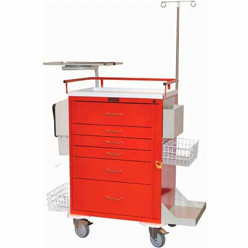 Harloff Classic Tall Six Drawer Super Stat Emergency Cart, Red - 6411