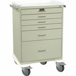 Harloff Six Drawer Procedure Cart, Key Lock Standard Package, Sand - 6450