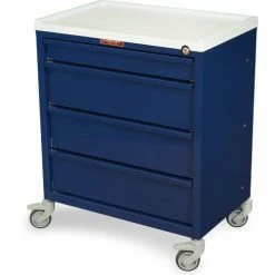 Harloff Compact Economy Treatment Cart with Four Drawers, Navy - ETC-4