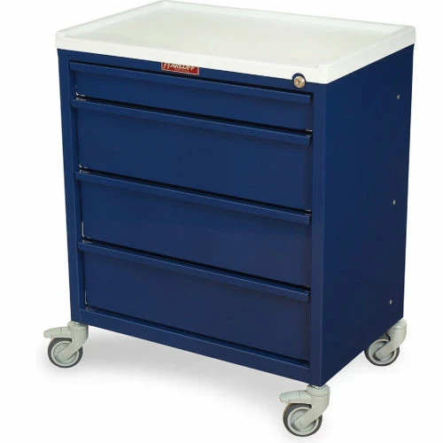 Harloff Compact Economy Treatment Cart with Four Drawers, Navy - ETC-4