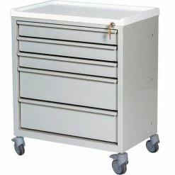 Harloff Compact Economy Treatment Cart with Five Drawers, Light Gray - ETC-5