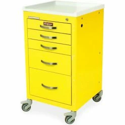 Harloff Mini M-Series Five Drawer Anesthesia Cart W/ Standard Key Lock, Hammertone Blue