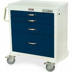 Harloff M-Series Four Drawer Procedure Cart with Pushbutton E-Lock, Forest Green