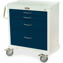 Harloff M-Series Four Drawer Procedure Cart with Standard Key Lock, White