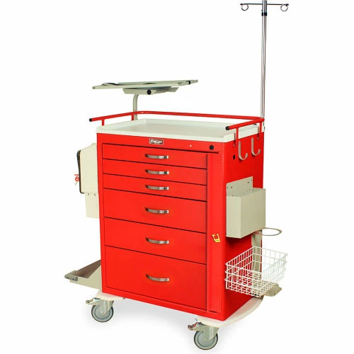 Harloff M-Series Tall Emergency Crash Cart, 6 Drawers, 36-3/4"W x 26"L x 43"H, Yellow - Image 5