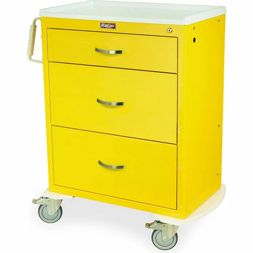 Harloff Tall Isolation Cart,3 Drawers & Standard Key Lock,37-1/2"Wx22"Lx42-63/100"H,Yellow - Image 4