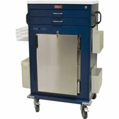 Harloff Premium Malignant Hyperthermia Cart with Refrigerator, 2 Drawers, Key Lock, Navy - MH5200K