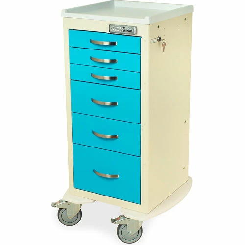 Harloff A-Series Narrow Medical Cart, 6 Drawers & E Lock, 24-3/4"Wx22"Lx43-3/4"H, White - Image 4