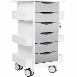 TrippNT™ Core Locking 6 Drawer Lab Cart, 23"W x 19"D x 35"H, Silver Metallic