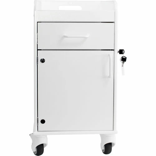TrippNT Compact Bedside Cart, 1 Locking Drawer, White with White - Image 2