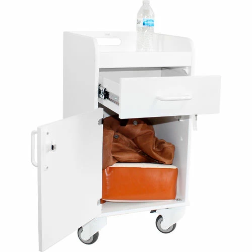 TrippNT Compact Bedside Cart, 1 Locking Drawer, White with White - Image 5