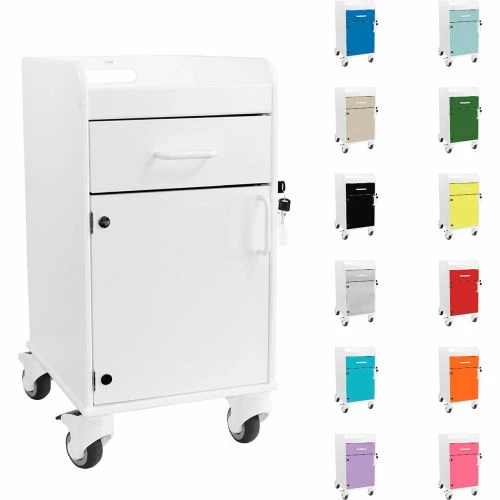 TrippNT Compact Bedside Cart, 1 Locking Drawer, White with White - Image 7