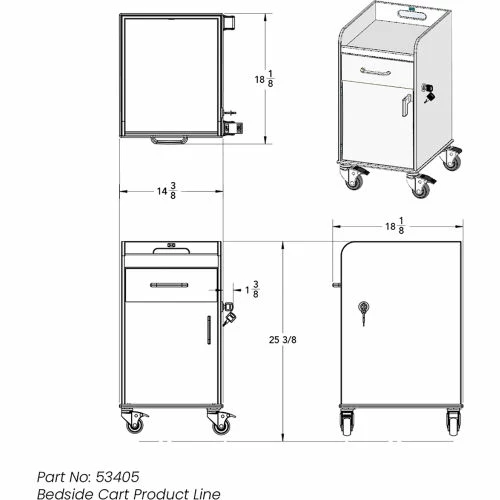 TrippNT Compact Bedside Cart, 1 Locking Drawer, White with White - Image 8