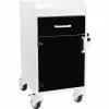 TrippNT Compact Bedside Cart, 1 Locking Drawer, White with Black