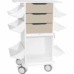 TrippNT Core CL Suture Procedure Cart with Locking Sliding Door, White w/Almond Beige