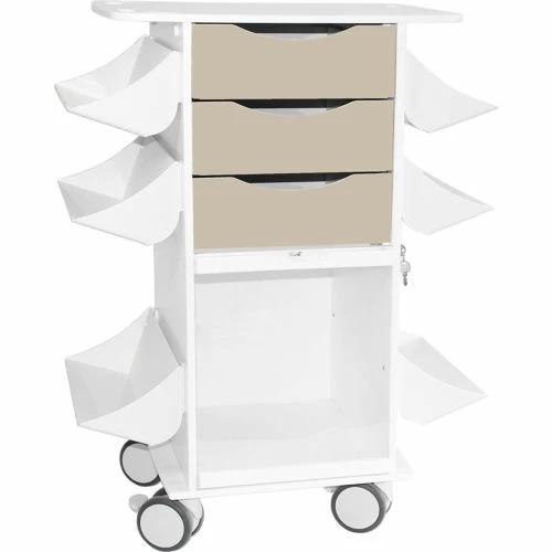 TrippNT Core CL Suture Procedure Cart with Locking Sliding Door, White w/Almond Beige
