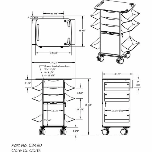 TrippNT Core CL Suture Procedure Cart with Locking Sliding Door, White w/Black - Image 2