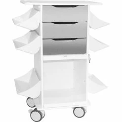 TrippNT™ Core CL Suture Procedure Cart with Locking Sliding Door, White w/Silver Metallic