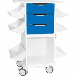 TrippNT™ Core CL Suture Procedure Cart with Locking Sliding Door, White w/Global Blue