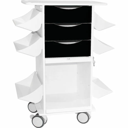 TrippNT Core CL Suture Procedure Cart with Locking Sliding Door, White w/Black