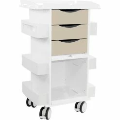 TrippNT™ Core DX Cart with Sliding Door & Railed Top, White with Almond Beige