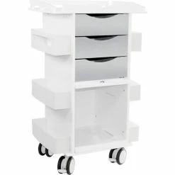 TrippNT™ Core DX Cart with Sliding Door & Railed Top, White with Silver Metallic