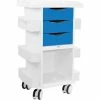 TrippNT Core DX Cart with Sliding Door & Railed Top, White with Global Blue