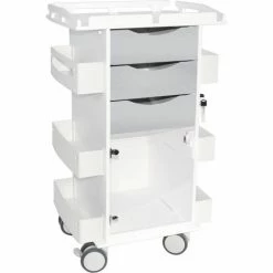 TrippNT™ Core DX Cart with Hinged Door & Railed Top, White with Silver Metallic